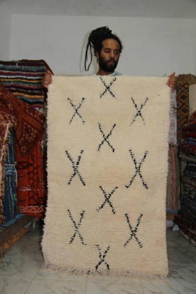 Black and White Beni Ourain Moroccan handmade rug