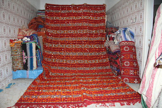 Fabulous Red Wedding blanket Moroccan Handira