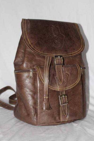 Moroccan leather Backpack, Brown leather Vintage Style Moroccan Hand-made Genuine Leather Backpack