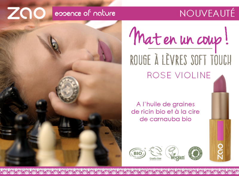 Rouge � L�vres Soft touch Mat et Intense 431 Rose Violine Bio - Zao Makeup