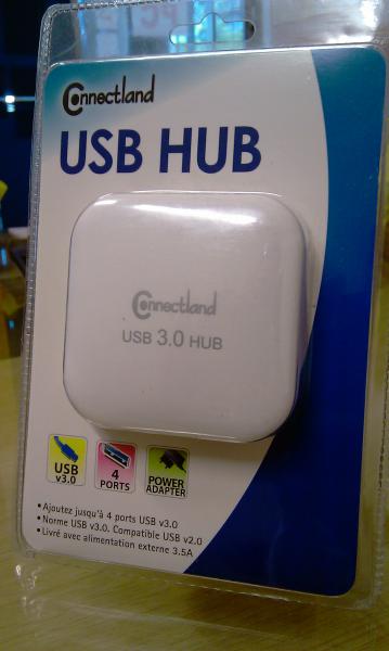 HUB USB 3.0 - 4 PORTS CONNECTLAND avec alimentation externe à 28 € - cliquer sur l'image