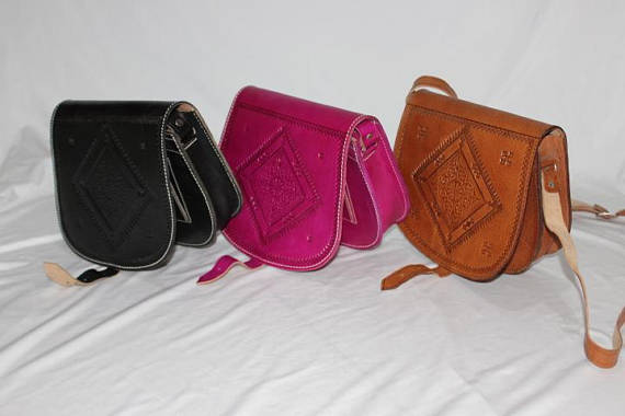 Bohemian handbag moroccan leather bag, leather handbags Colorful Handbag