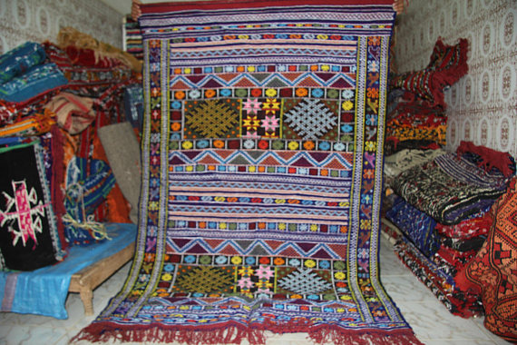 Authentic Berber Kilim Handmade Colorful patterns